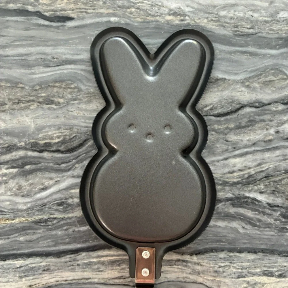 Peeps Bunny Mini Pancake Pan Non-Stick Easter Rabbit Skillet Black